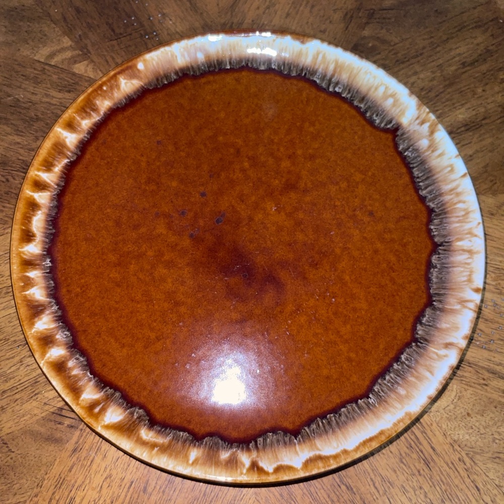 Retro Brown Glazed Ceramic Dinner Plate